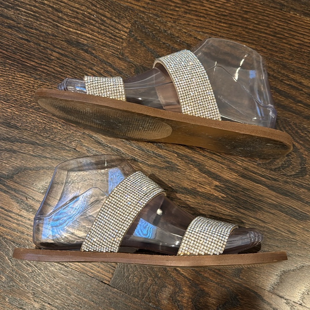 Steve Madden Rage Sandal Tan Sandals with Rhinestone Strap women’s 8 diamond - Picture 5 of 11